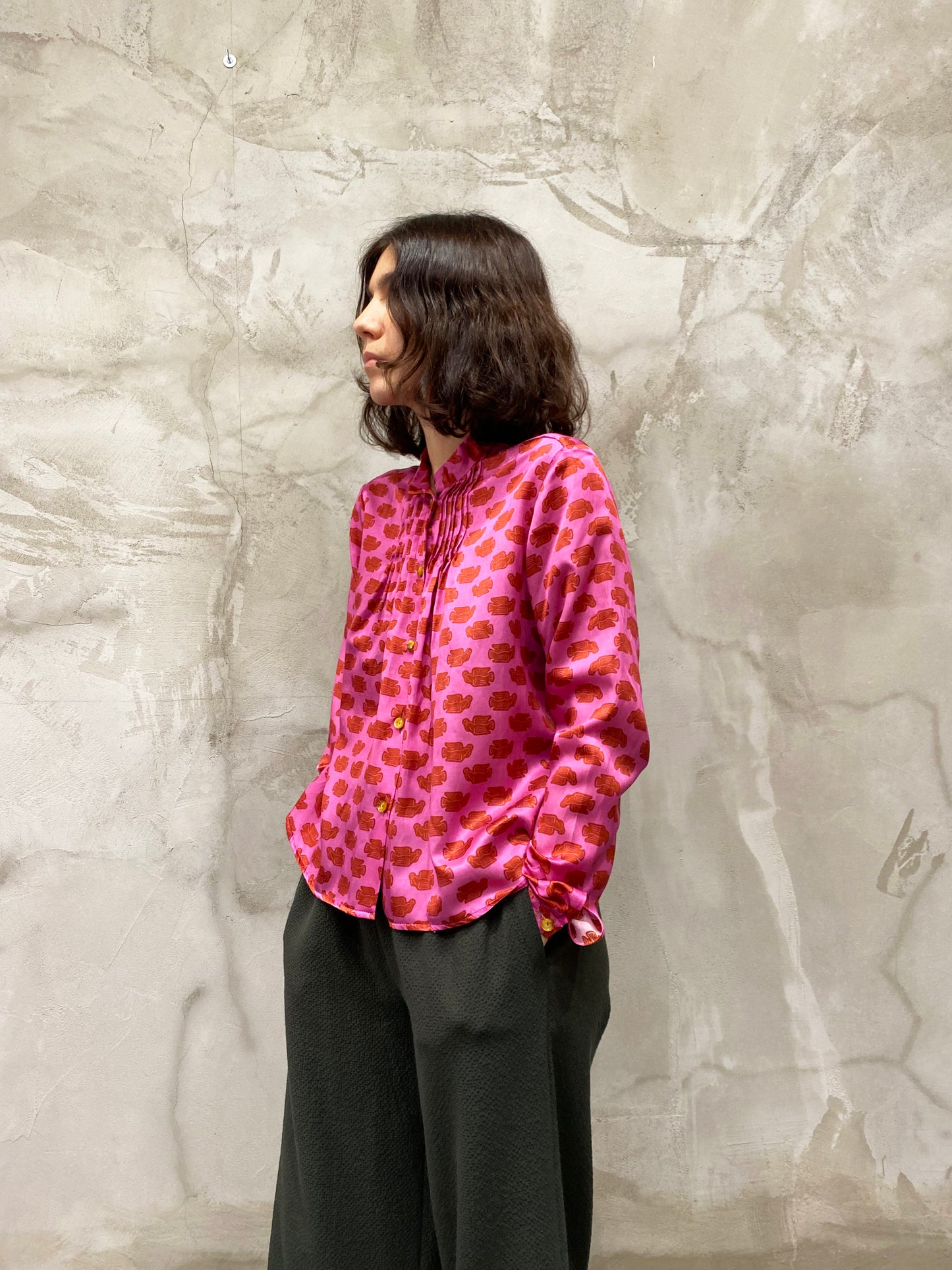 Camicia Pieghe "Colombine Fucsia"