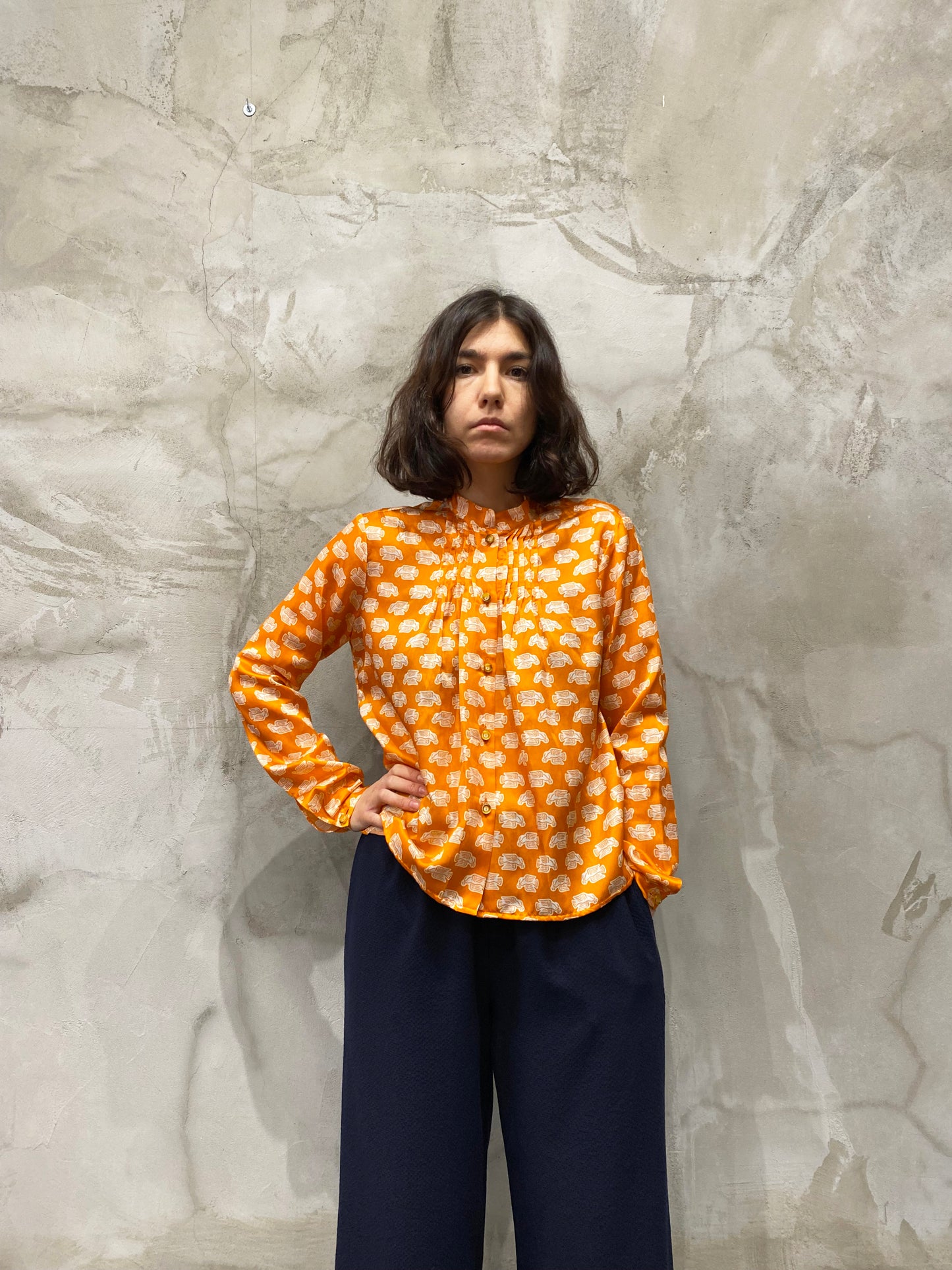 Camicia Pieghe "Colombine Arancio"