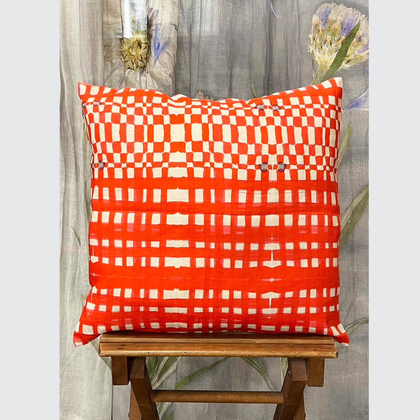 Cushion Cover "Vichy Acquerello Aragosta"