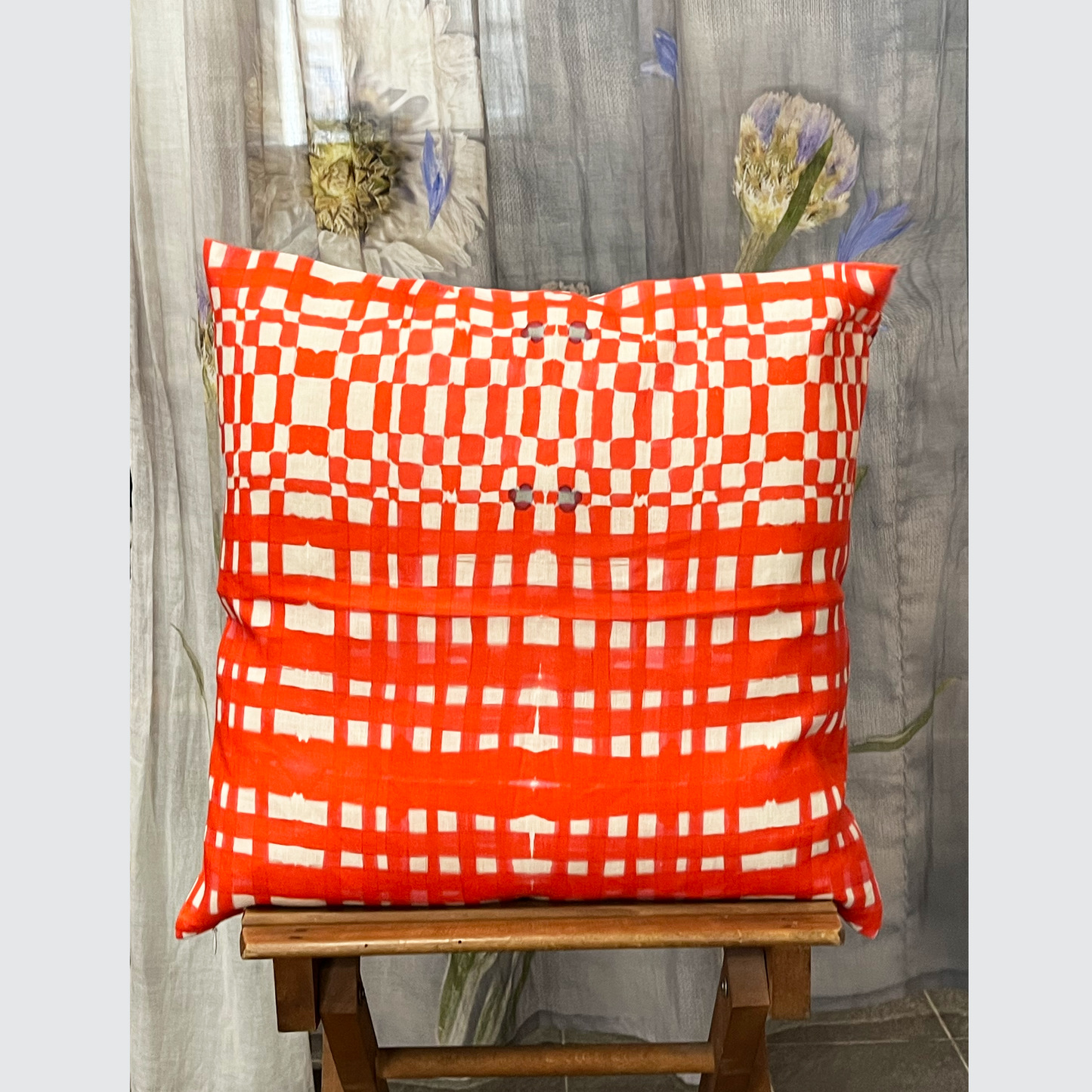 Cushion Cover "Vichy Acquerello Aragosta"