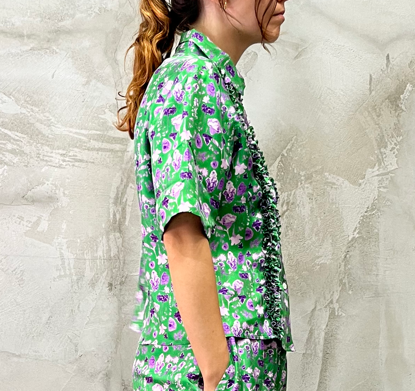 Camicia Ruches "Fiore Bicolor Viola"
