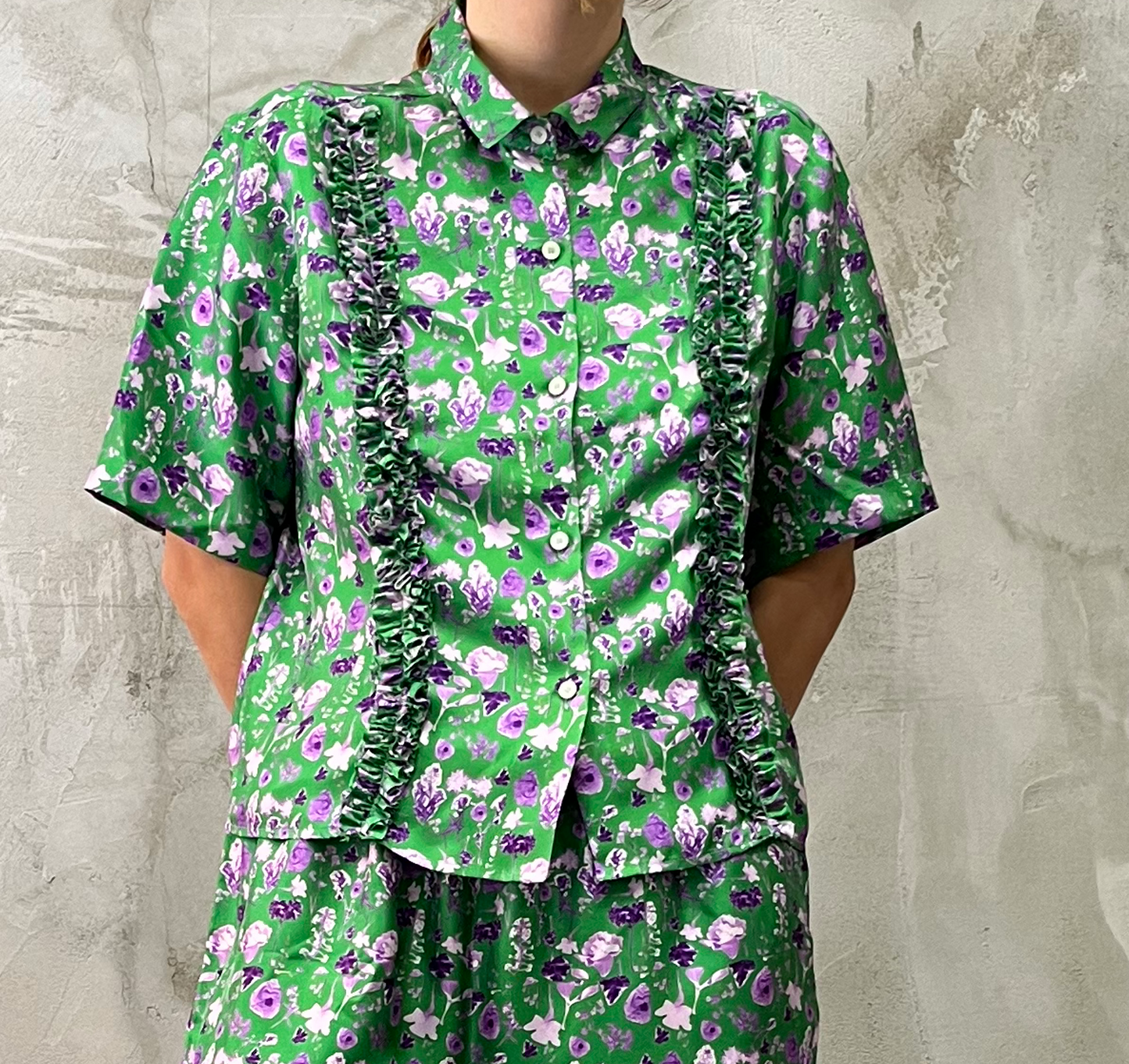 Camicia Ruches "Fiore Bicolor Viola"