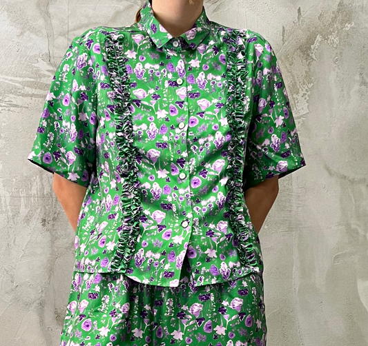 Camicia Ruches "Fiore Bicolor Viola"